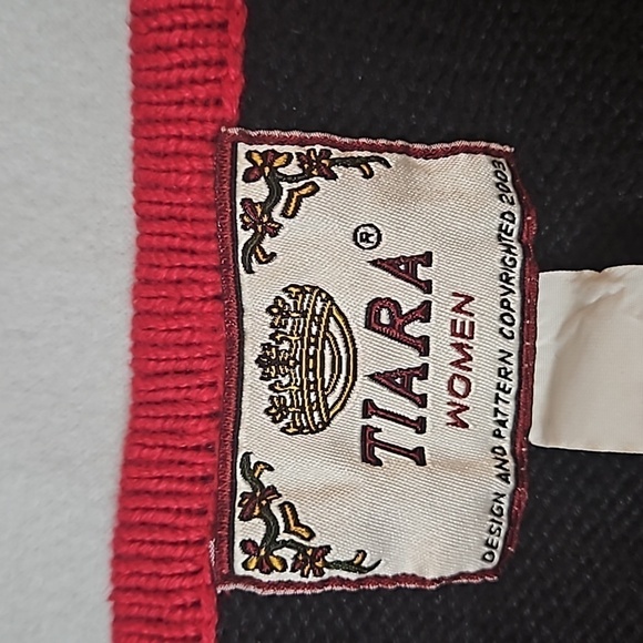 Tiara Reindeer Holiday  Zip Sweater sz 1X  Red Trim Black  Reindeer with bells - Picture 8 of 11